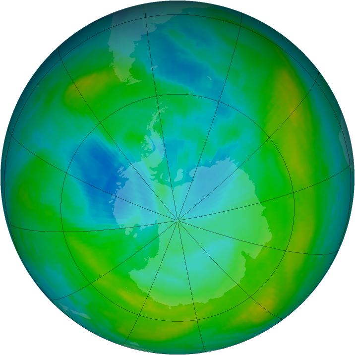 Antarctic ozone map for 31 January 1982